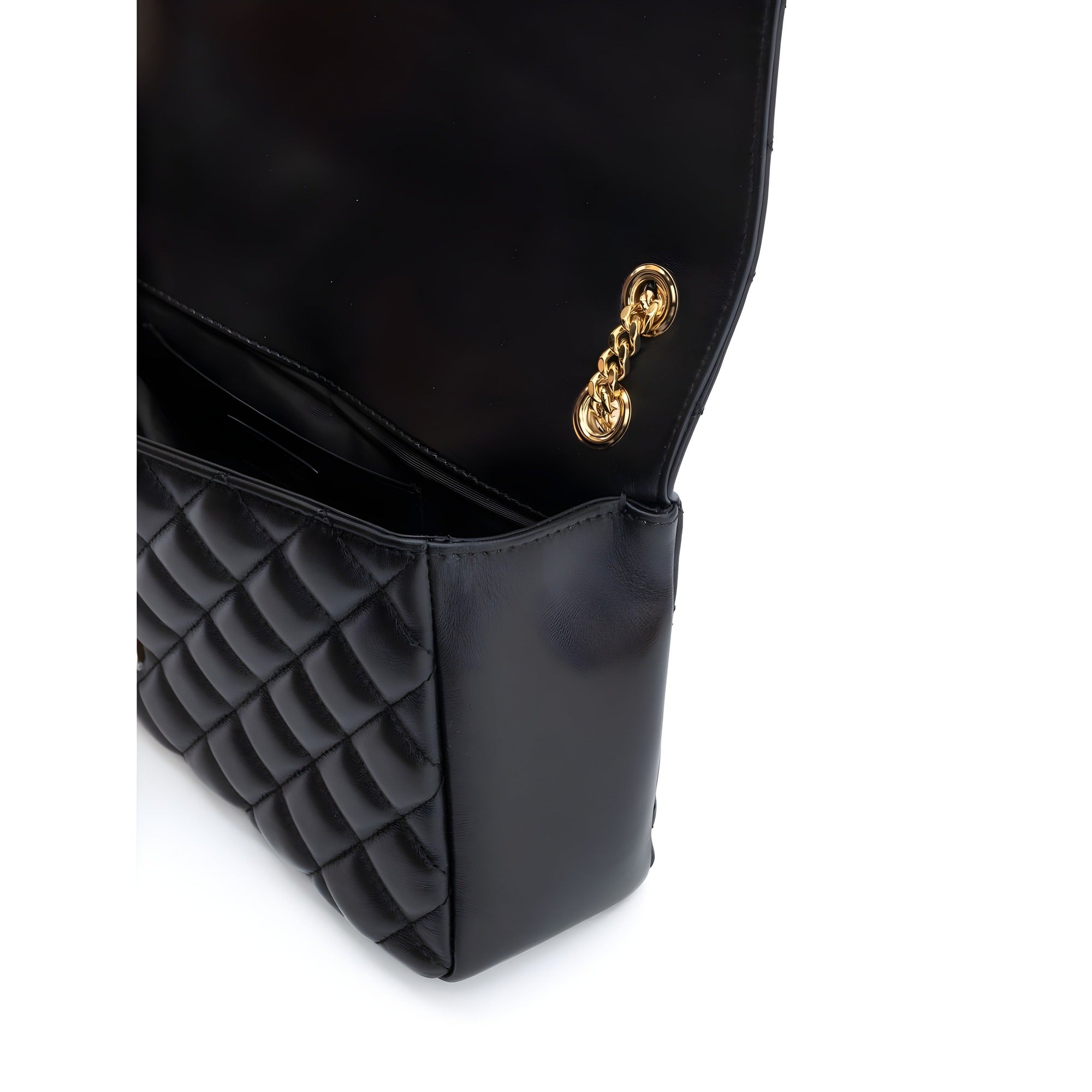 Sac à bandoulière en cuir matelassé noir Versace