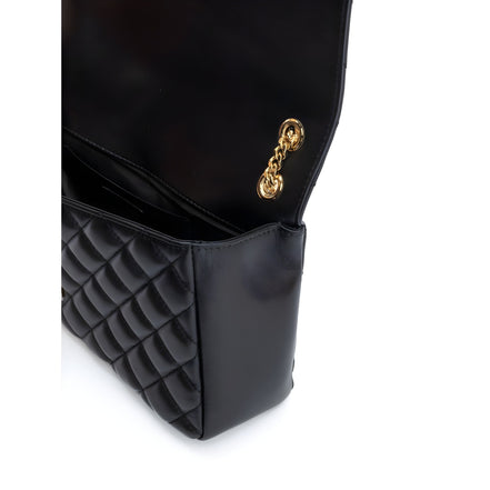 Sac à bandoulière en cuir matelassé noir Versace