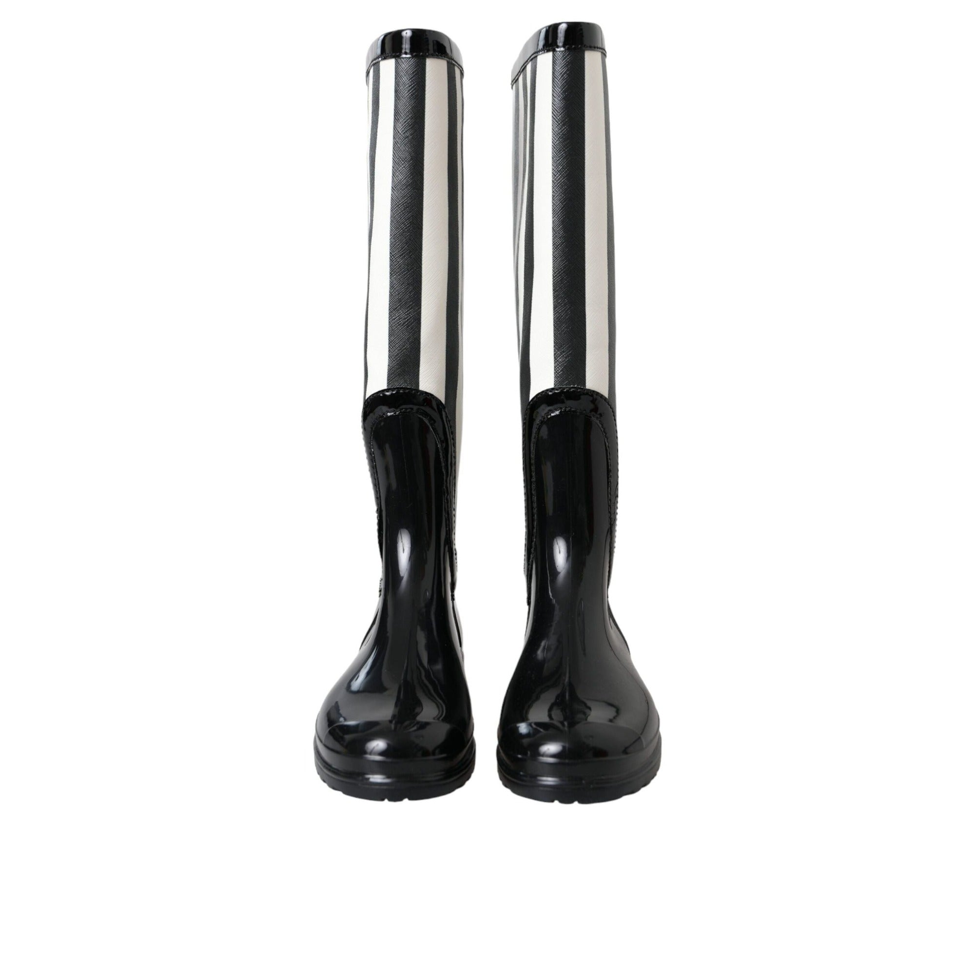Dolce & Gabbana Black Rubber Knee High Boots