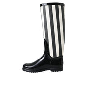 Dolce & Gabbana Black Rubber Knee High Boots