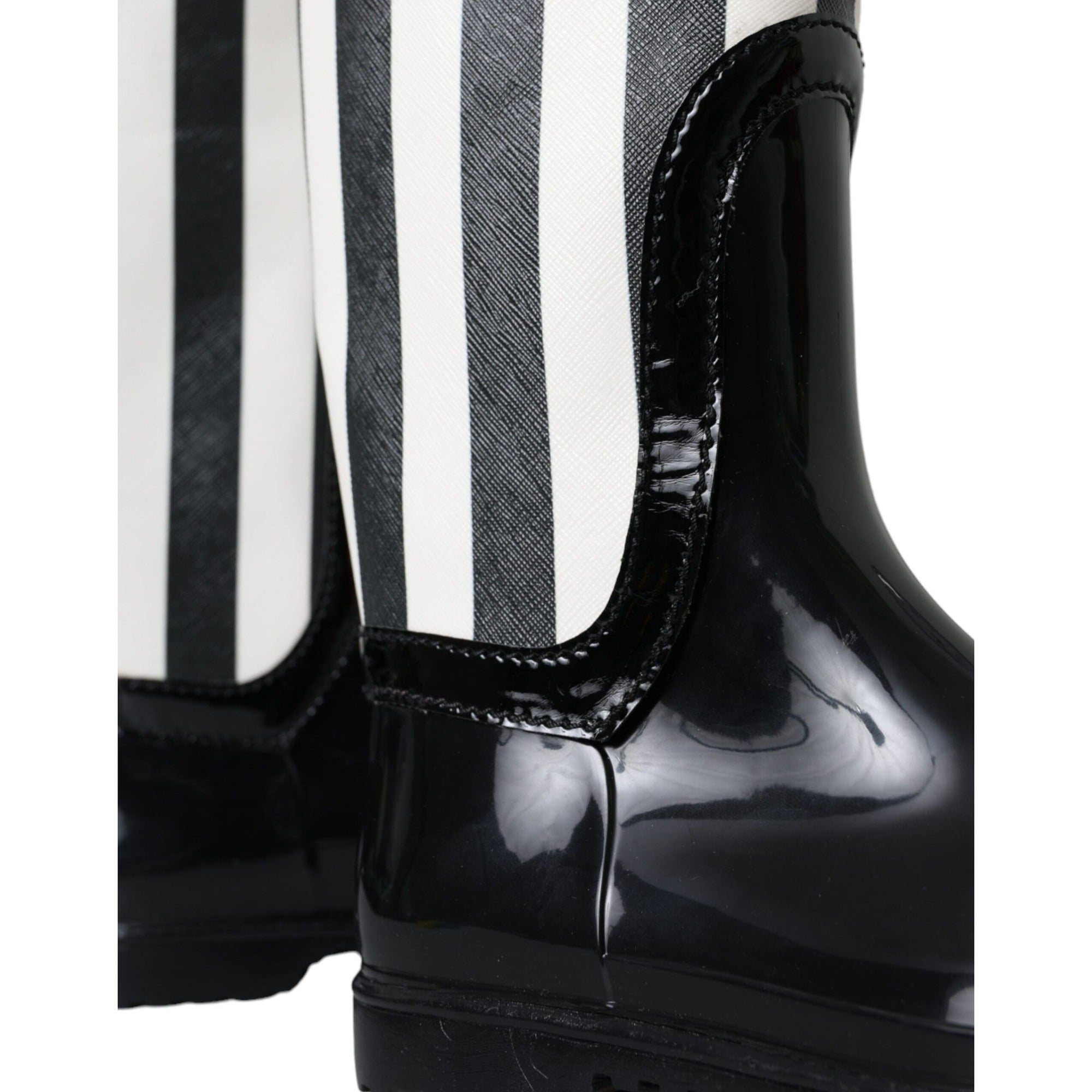 Dolce & Gabbana Black Rubber Knee High Boots