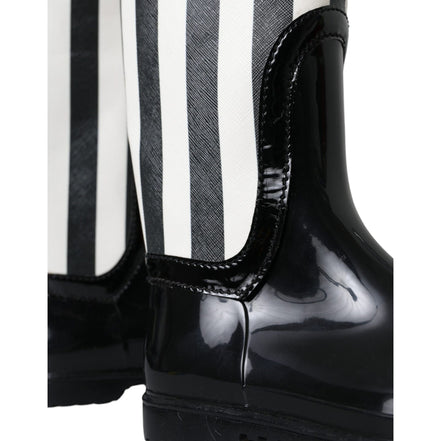 Dolce & Gabbana Black Rubber Knee High Boots
