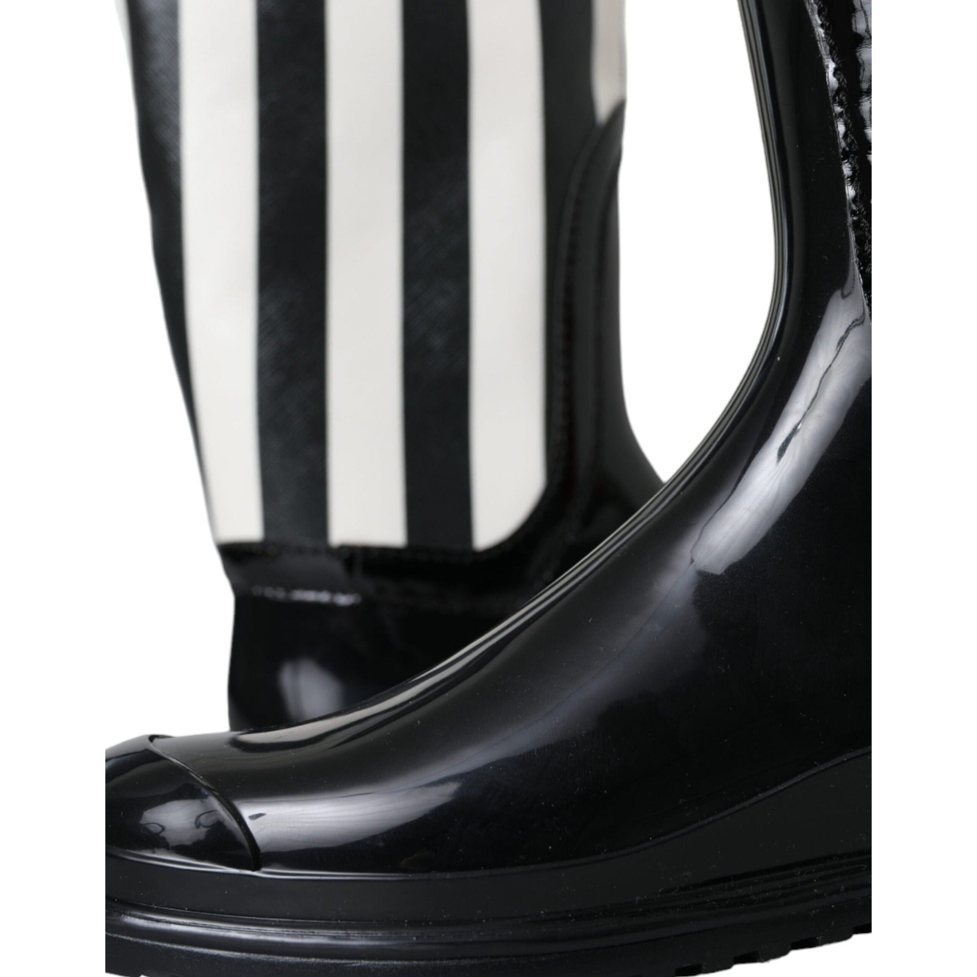 Dolce & Gabbana Black Rubber Knee High Boots