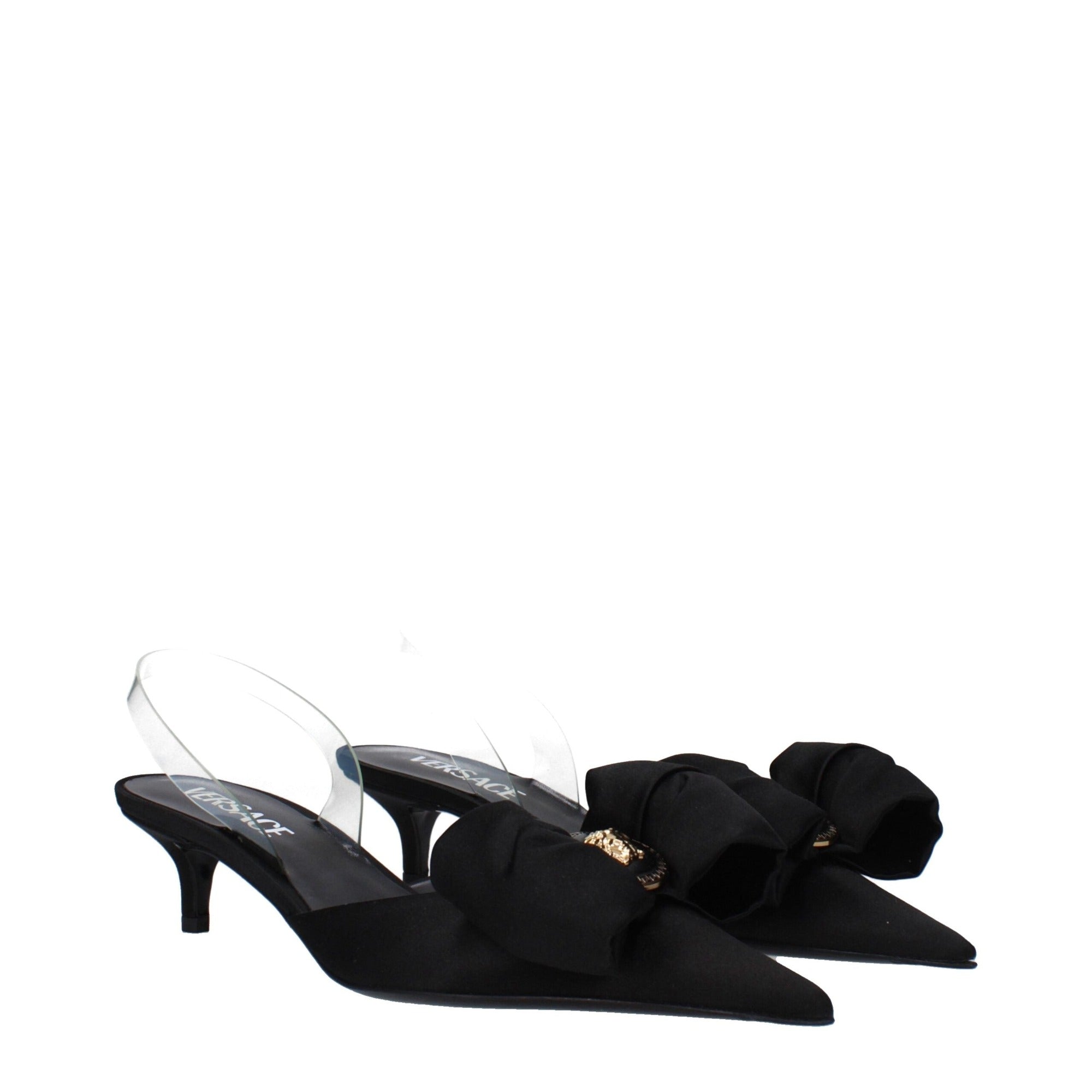 Sandales Versace en satin noir