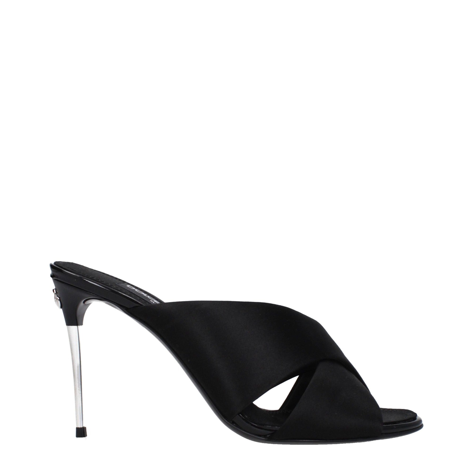 Sandales à talons aiguilles en satin noir Dolce & Gabbana