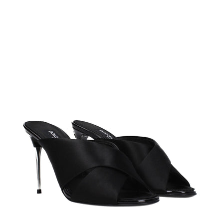 Sandales à talons aiguilles en satin noir Dolce & Gabbana