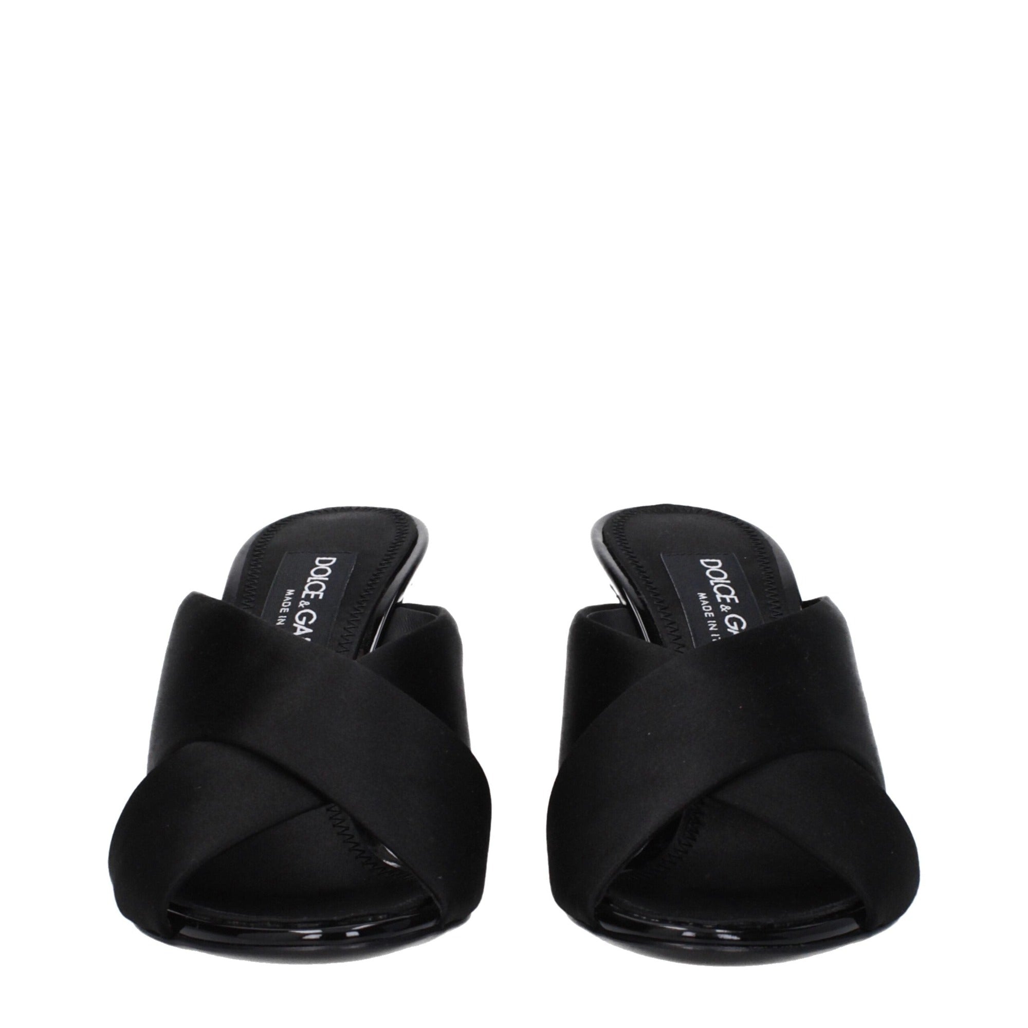 Sandales à talons aiguilles en satin noir Dolce & Gabbana