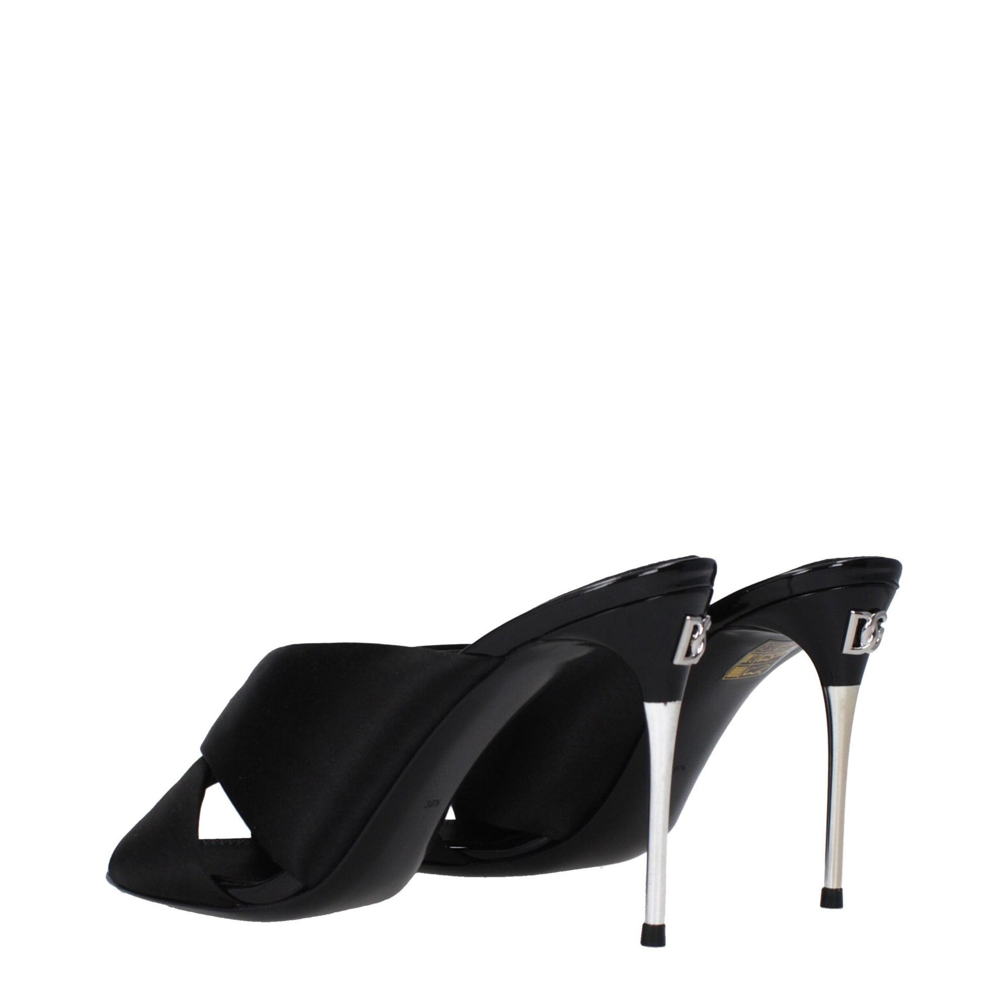 Sandales à talons aiguilles en satin noir Dolce & Gabbana