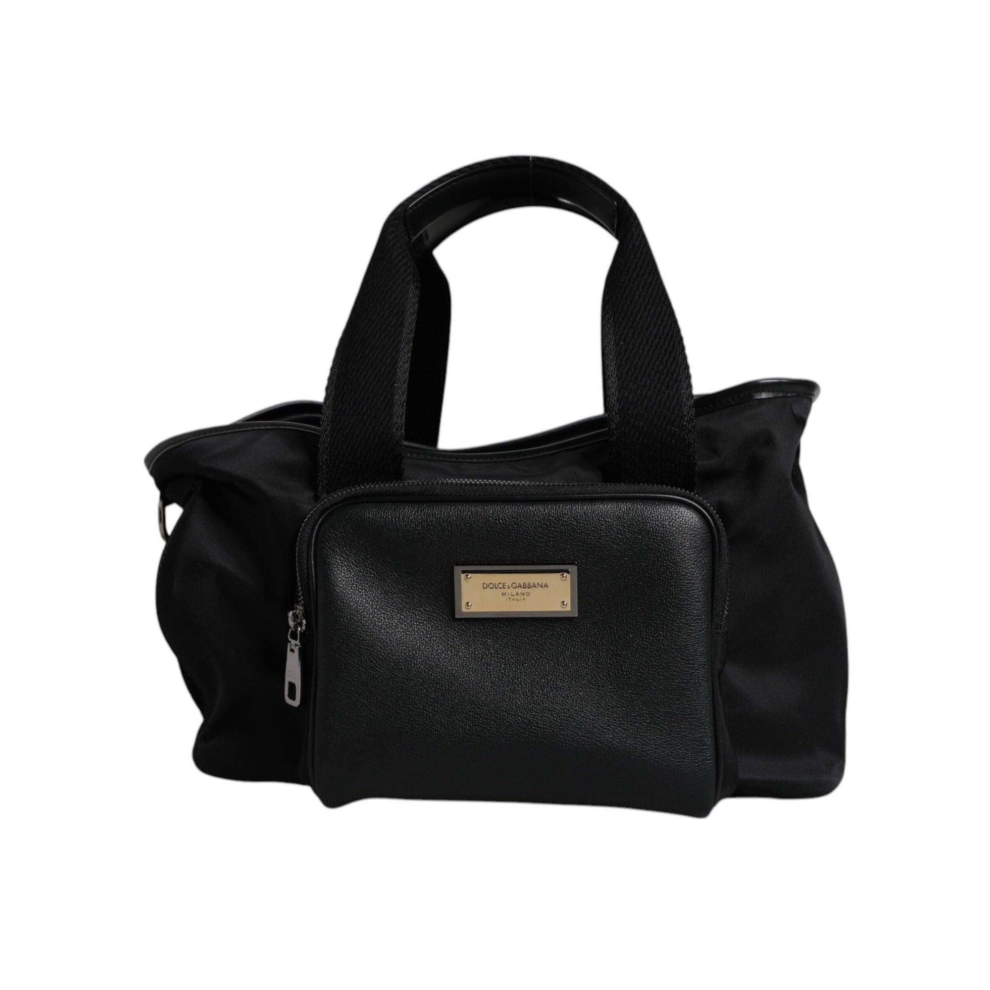 Sac de transport pour animal Dolce & Gabbana noir avec bandoulière et plaque logo
