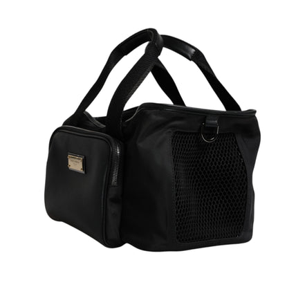 Sac de transport pour animal Dolce & Gabbana noir avec bandoulière et plaque logo