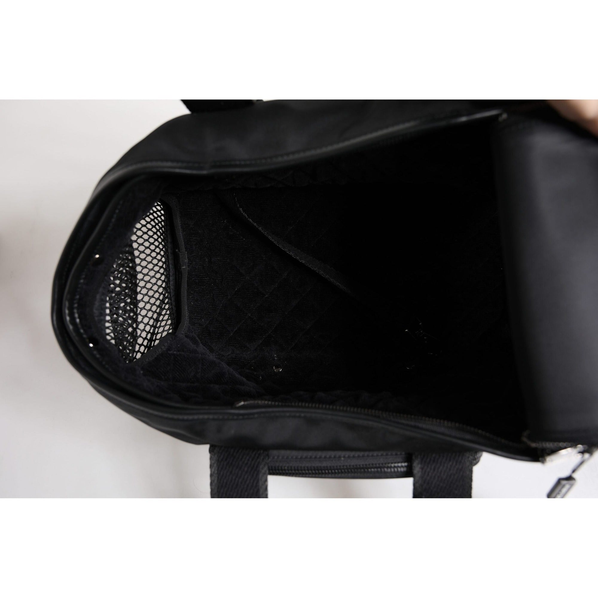 Sac de transport pour animal Dolce & Gabbana noir avec bandoulière et plaque logo