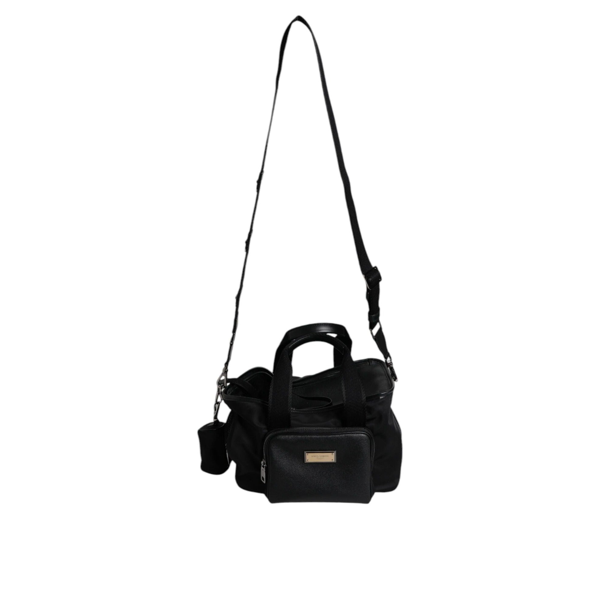 Sac de transport pour animal Dolce & Gabbana noir avec bandoulière et plaque logo
