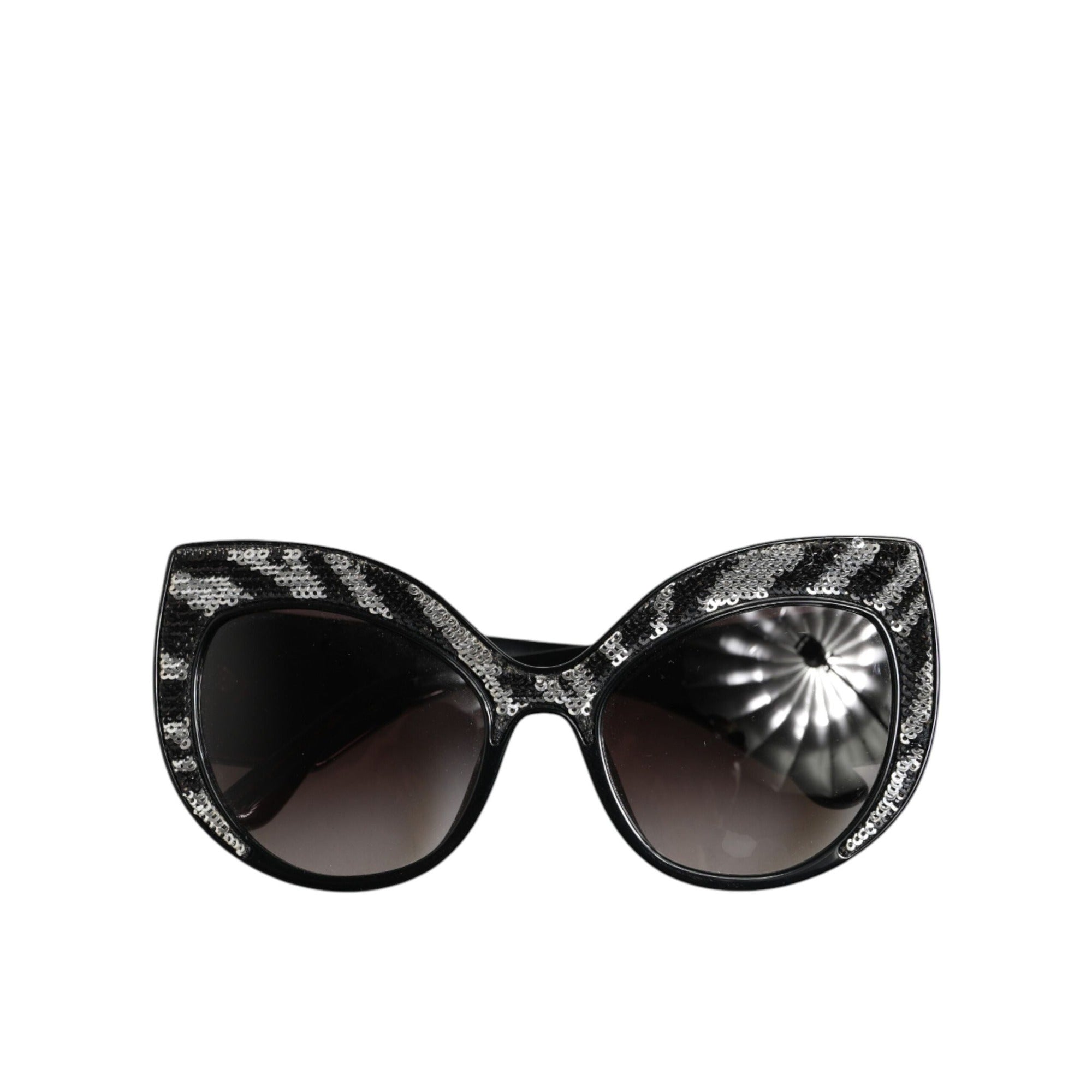 Lunettes de soleil polarisées Dolce & Gabbana avec papillon à sequins noirs et argentés