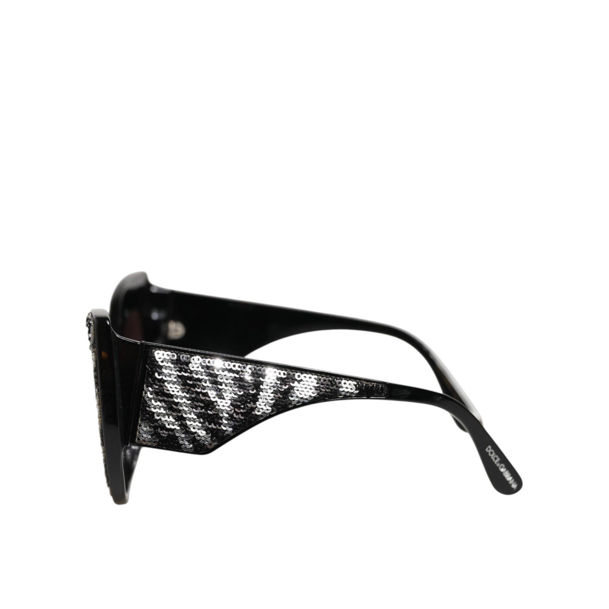 Lunettes de soleil polarisées Dolce & Gabbana avec papillon à sequins noirs et argentés
