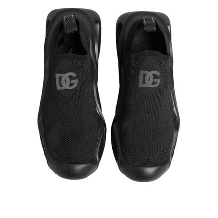 Dolce & Gabbana Black Slip On Wave Low Top Sneakers