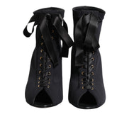 Dolce & Gabbana Black Stiletto Lace-Up Boots