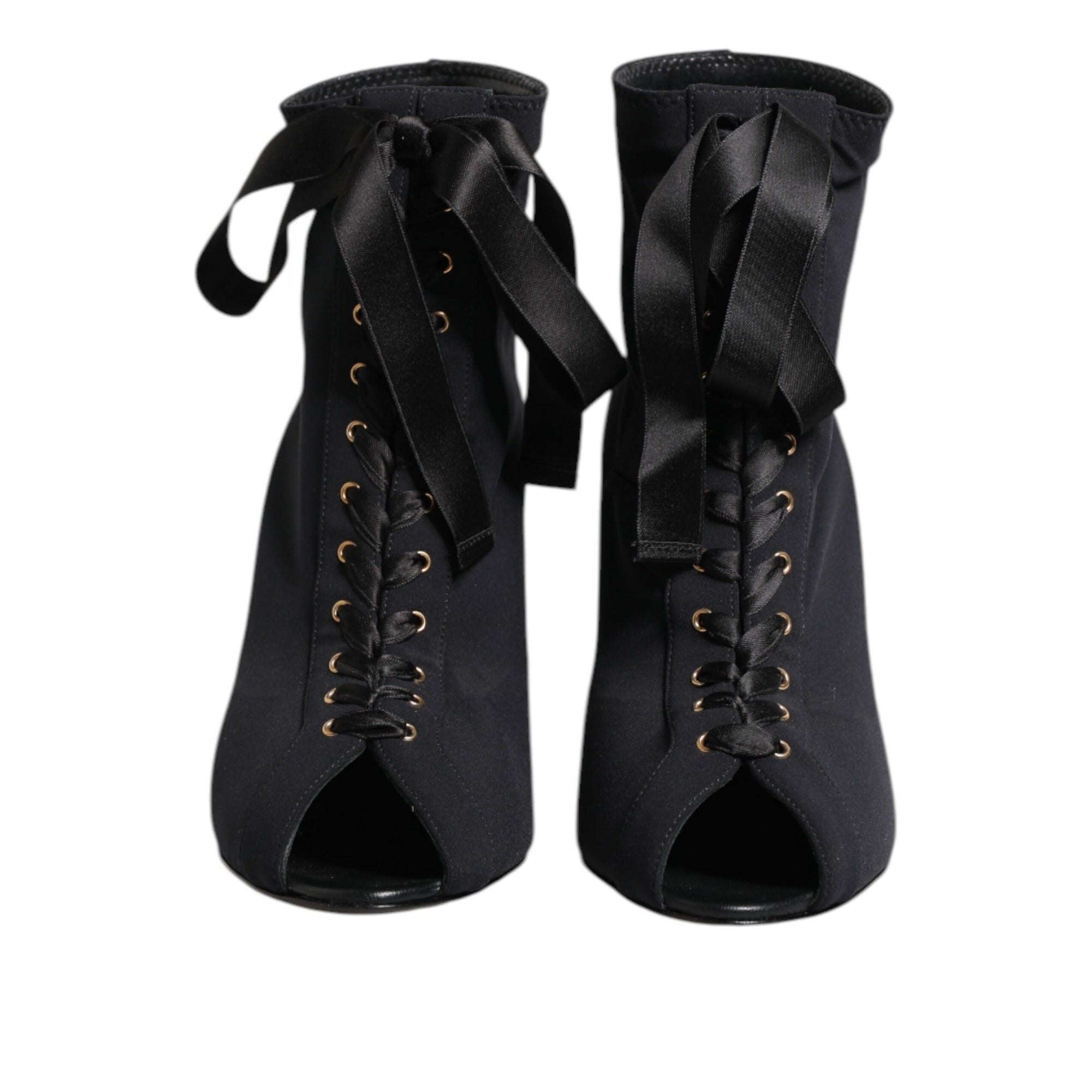 Dolce & Gabbana Black Stiletto Lace-Up Boots