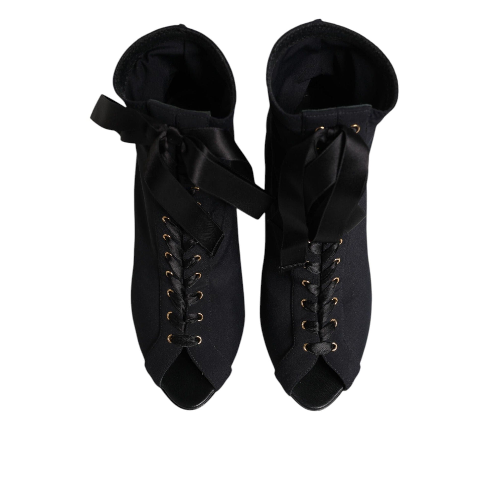 Dolce & Gabbana Black Stiletto Lace-Up Boots