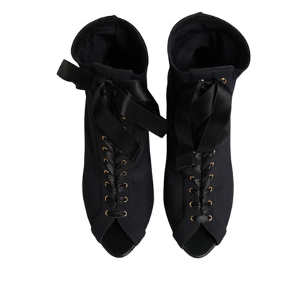 Dolce & Gabbana Black Stiletto Lace-Up Boots
