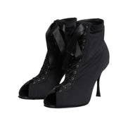 Dolce & Gabbana Black Stiletto Lace-Up Boots