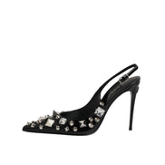 Dolce & Gabbana Black Studded Leather Slingback Pumps