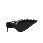 Dolce & Gabbana Black Studded Leather Slingback Pumps