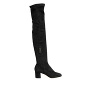 Bottes hautes en daim et cuir noir Dolce & Gabbana