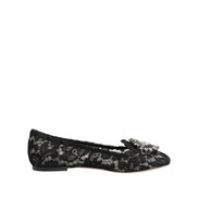 Dolce & Gabbana Black Taormina Lace Crystal Flats