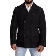 Manteau Trench Dolce & Gabbana Noir Veste en Laine à Carreaux
