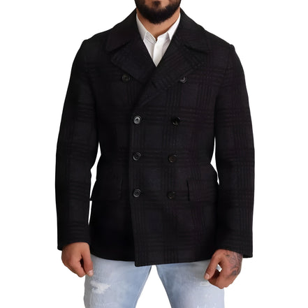 Manteau Trench Dolce & Gabbana Noir Veste en Laine à Carreaux