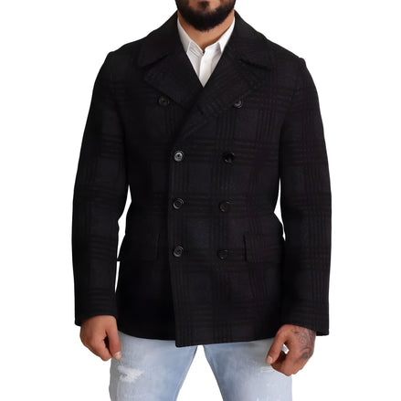 Manteau Trench Dolce & Gabbana Noir Veste en Laine à Carreaux