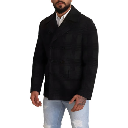 Manteau Trench Dolce & Gabbana Noir Veste en Laine à Carreaux