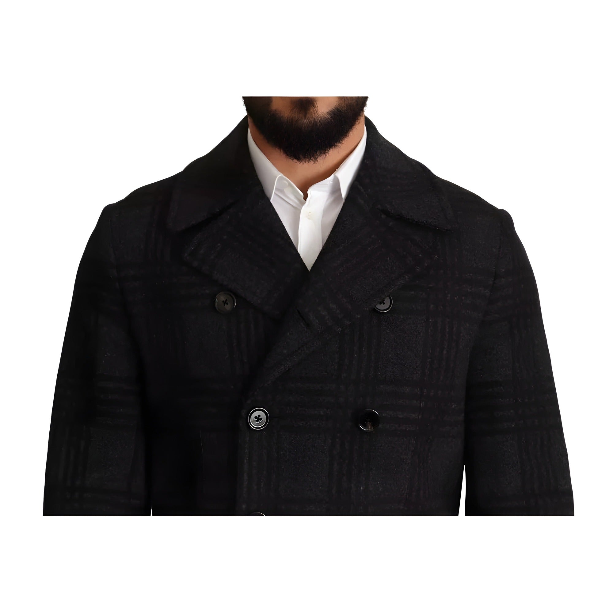 Manteau Trench Dolce & Gabbana Noir Veste en Laine à Carreaux