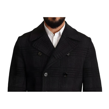 Manteau Trench Dolce & Gabbana Noir Veste en Laine à Carreaux
