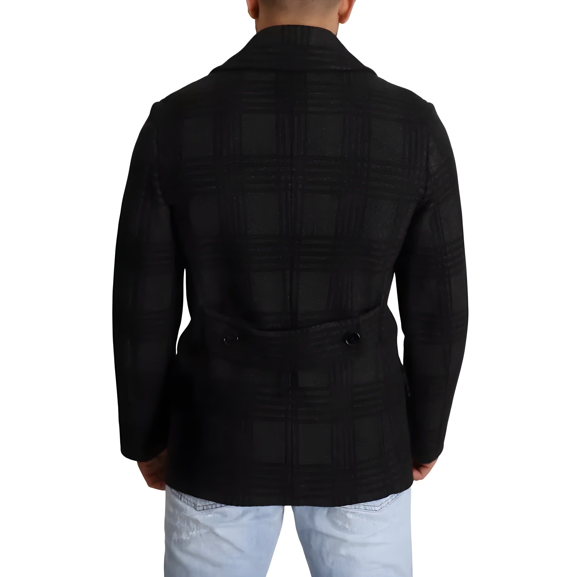 Manteau Trench Dolce & Gabbana Noir Veste en Laine à Carreaux