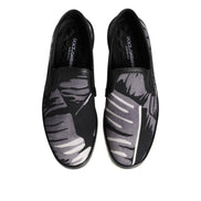 Dolce & Gabbana Black Tropical Slip On Sneakers