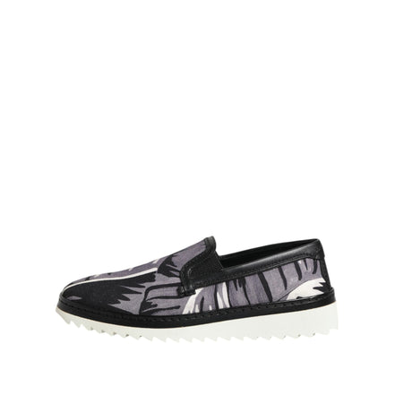 Dolce & Gabbana Black Tropical Slip On Sneakers