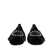 Chaussures plates Dolce & Gabbana VATICANO noires en cristal et ruban