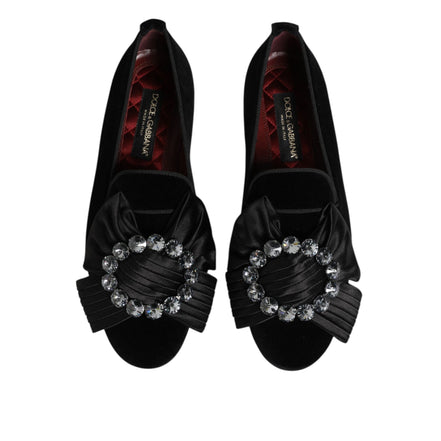 Chaussures plates Dolce & Gabbana VATICANO noires en cristal et ruban