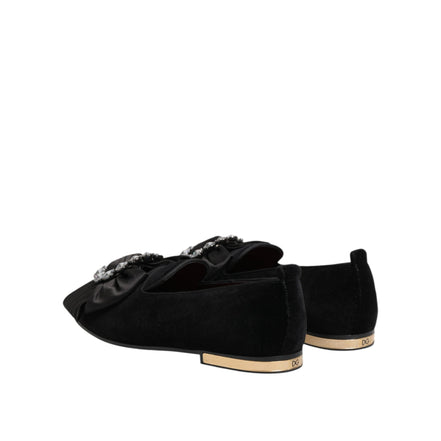 Chaussures plates Dolce & Gabbana VATICANO noires en cristal et ruban