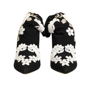 Dolce & Gabbana Black White Embroidered Jersey Stiletto Boots