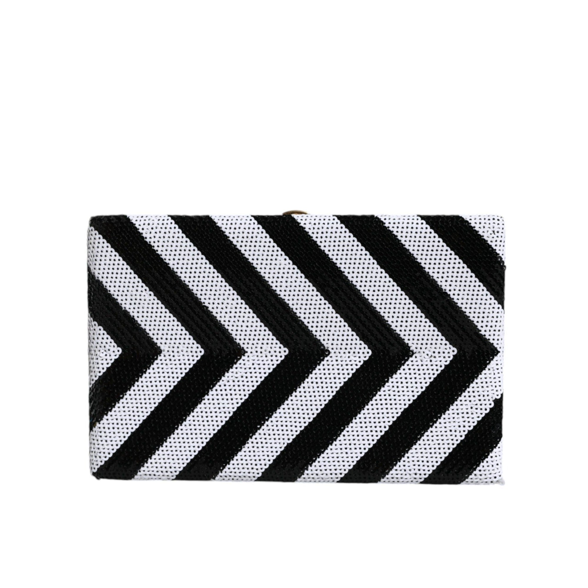 Dolce & Gabbana Black White Gold Frame Evening Clutch