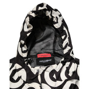 Dolce & Gabbana Manteau à Capuche Imprimé Logo Noir Blanc Homme