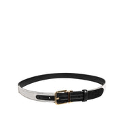 Dolce & Gabbana Black White Patchwork Gold Buckle Belt