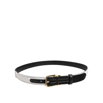 Dolce & Gabbana Black White Patchwork Gold Buckle Belt