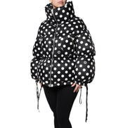 Dolce & Gabbana Black White Polka Dot Full Zip Puffer Jacket