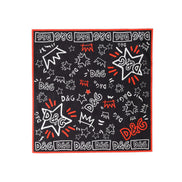 Dolce & Gabbana Black White Red DG Crown Cotton Foulard 47cm x 46cm Scarf