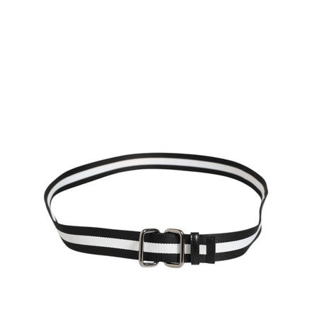 Dolce & Gabbana Black White Striped Buckle Belt