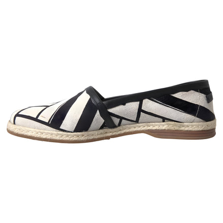 Chaussures Espadrilles Slip-On Rayées Noires et Blanches Dolce & Gabbana