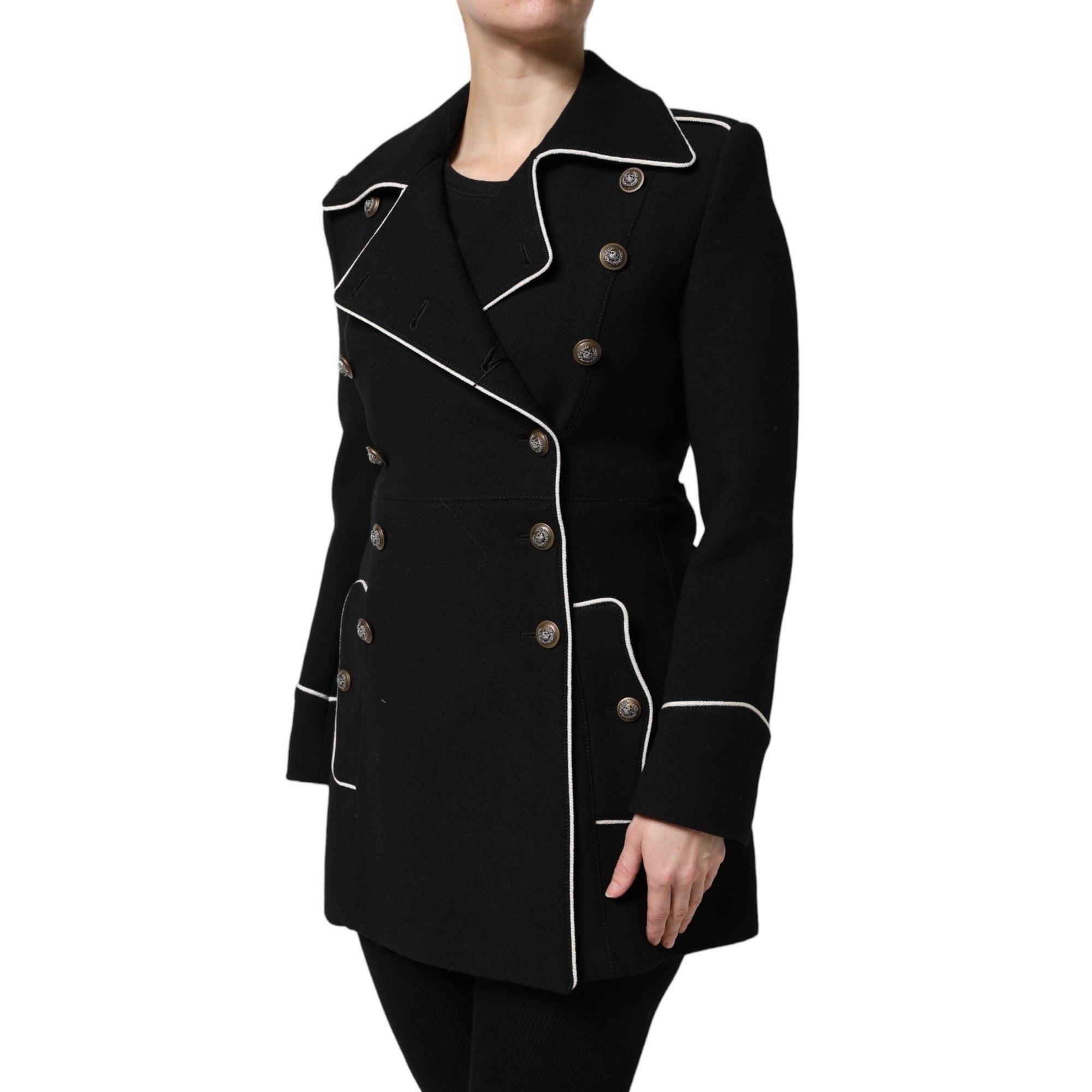 Veste de blazer croisée en laine noire Dolce & Gabbana
